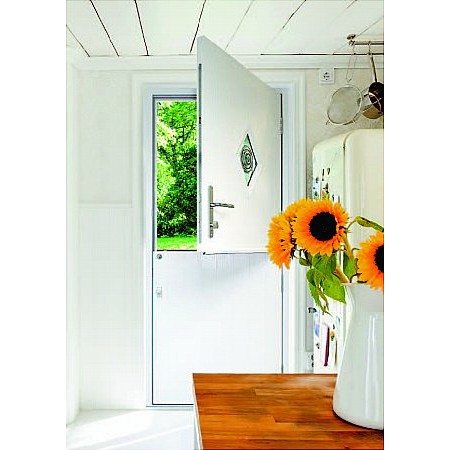 Sliders - Stable Doors White with Bullseye Glass