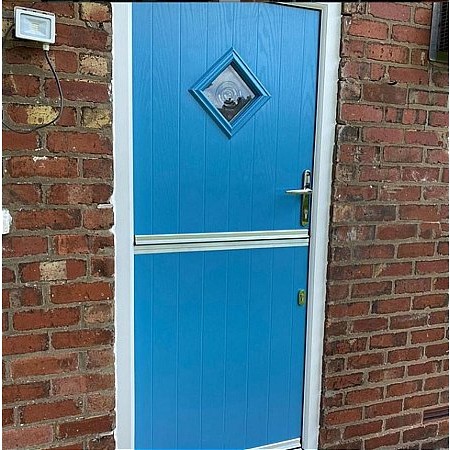 Sliders - Stable Doors Blue with Bullseye Glass